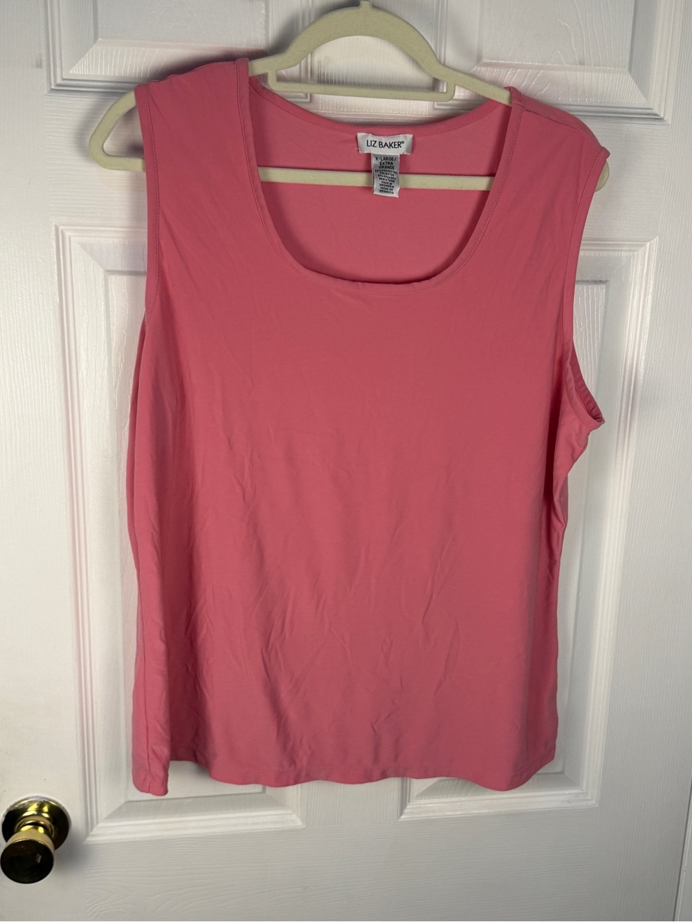 Liz Baker Coral Pink Sleeveless Scoop Neck Women's Top polyester blend XL